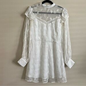 White Floral Lace Long Sleeve Dress